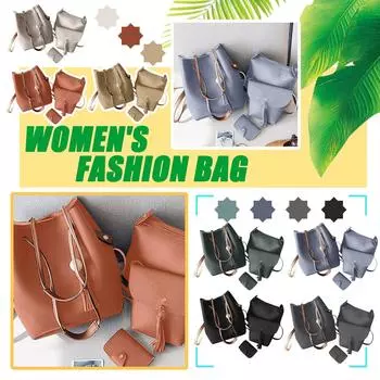 Модная женская кожаная сумка через плечо из четырех частей, кошелек-клатч, ретро-сумка M красный