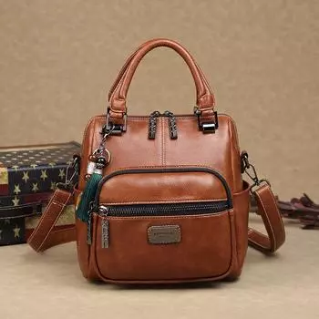 Модная женская кожаная сумка-рюкзак, винтажный рюкзак через плечо большой емкости для женщин зелёный