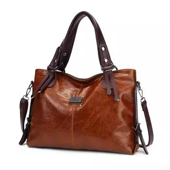 Модная женская кожаная сумка, сумка-тоут в стиле ретро, мягкая кожаная сумка-мессенджер на одно плечо, большая вместимость, повседневная сумка оливковое зеленый