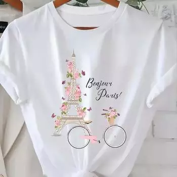 Модная женская красивая футболка с принтом в виде цветка Iron Tower, забавная повседневная футболка с круглым вырезом и короткими рукавами, летняя женская футболка XS белый