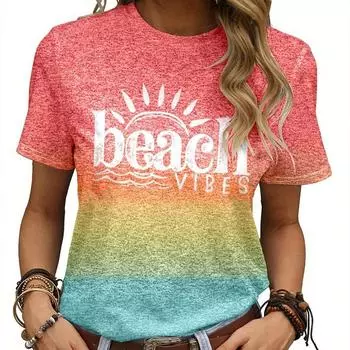 Модная женская креативная цветная футболка с принтом в виде букв, забавная повседневная футболка с круглым вырезом и короткими рукавами, летняя женская футболка XS зелёный