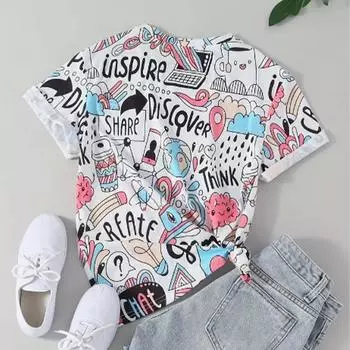 Модная женская креативная футболка с принтом граффити и призрака, забавная повседневная футболка с короткими рукавами и круглым вырезом, летняя женская футболка XS розовый