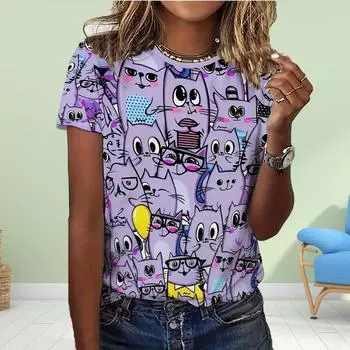 Модная женская креативная футболка с принтом Love&Sketches, забавная повседневная футболка с круглым вырезом и короткими рукавами, летняя женская футболка XS синий