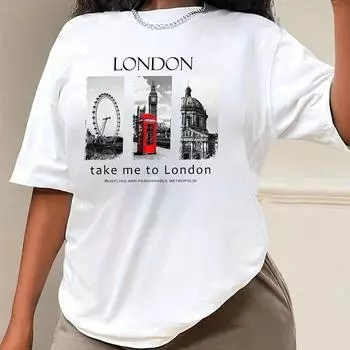 Модная женская креативная футболка с принтом сцены, забавная повседневная футболка с круглым вырезом и короткими рукавами, летняя женская футболка XS белый