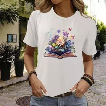 Модная женская креативная красивая футболка с цветочным принтом, забавная повседневная футболка с круглым вырезом и короткими рукавами, летняя женская футболка XS розовый