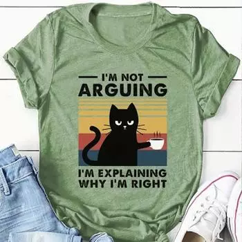 Модная женская крутая футболка с принтом кота, забавная повседневная футболка с круглым вырезом и короткими рукавами, летняя женская футболка XS фиолетовый