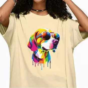 Модная женская крутая футболка с принтом собаки, забавная повседневная футболка с круглым вырезом и короткими рукавами, летняя женская футболка XS зелёный