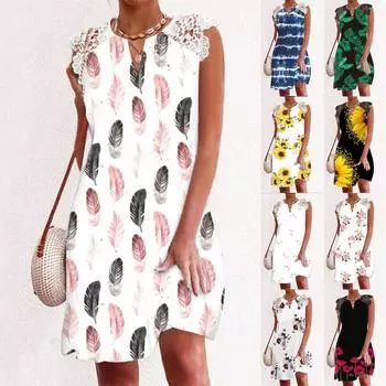 Модная женская кружевная юбка средней длины с v-образным вырезом и принтом, повседневное свободное платье-пуловер M серый