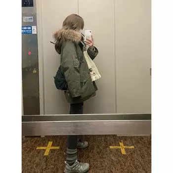 Модная женская куртка Parker армейского зеленого цвета 2024 года из утолщенного хлопка и бархата S