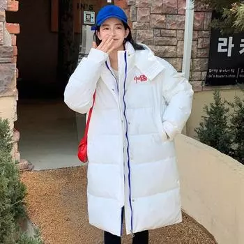 Модная женская куртка с капюшоном из утолщенного хлопкового пуха с зимним теплом M белый