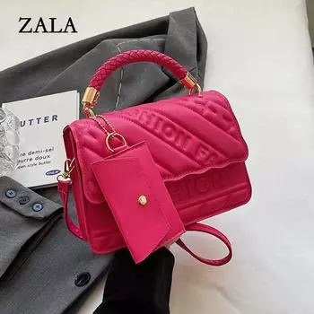 Модная женская квадратная сумка через плечо Samll из искусственной кожи, винтажная однотонная сумка через плечо с верхней ручкой и небольшим кошельком 21x8x16cm зелёный