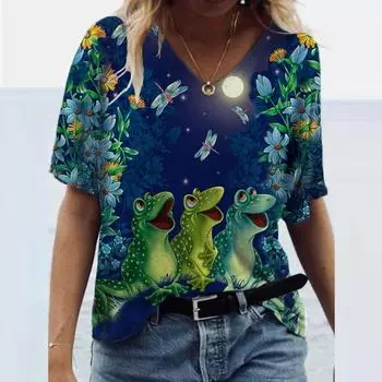 Модная женская летняя футболка с коротким рукавом и круглым вырезом с принтом, повседневные футболки XXXL