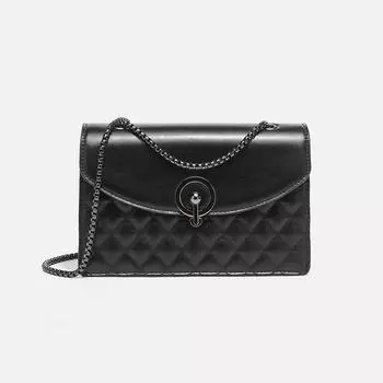 Модная женская маленькая квадратная сумка с ромбической решеткой, пряжкой, цепочкой, сумки для отдыха, корейские уличные однотонные сумки через плечо, сумки через плечо