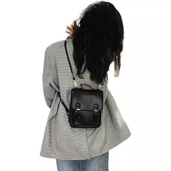 Модная женская маленькая сумка в стиле ретро, портативная сумка через плечо, рюкзак для девочки чёрный