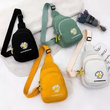 Модная женская нагрудная сумка с принтом ромашки, женская сумка через плечо на одно плечо, женская маленькая сумка для коротких путешествий, холщовая сумка white