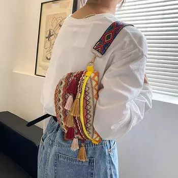 Модная женская нагрудная сумка в этническом стиле, минималистичная сумка через плечо хаки
