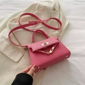 Модная женская нежная темпераментная простая однотонная маленькая сумка женская сумка через плечо с замком женская розовый