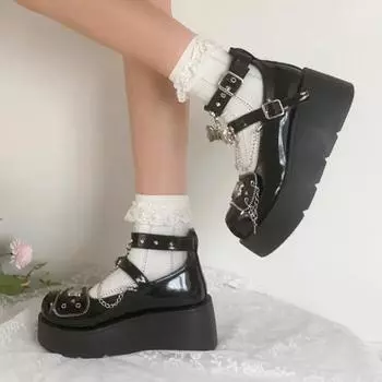 Модная женская обувь 2024 года, брендовые туфли с пряжкой и ремешком, женские туфли на высоком каблуке, модные туфли The Chain Office and Career, горячая распродажа, туфли Мэри Джейн с неглубокой подошвой 35 чёрный