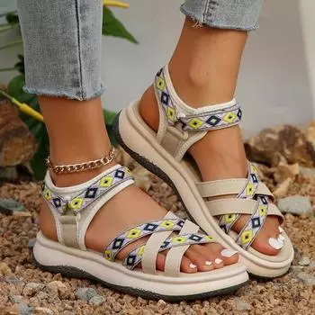 Модная женская обувь 2024 года, брендовые женские сандалии больших размеров, модные повседневные сандалии в тон, женские сандалии на плоской подошве с открытым носком 35 красный