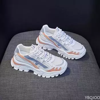 Модная женская обувь 2024 года, дышащие кроссовки на платформе, женские, смешанные цвета, кроссовки на шнуровке, женские, спортивная обувь, Zapatos Mujer 35 синий