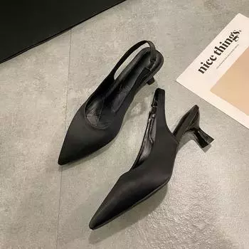 Модная женская обувь 2024 года, горячая распродажа, женские туфли на высоком каблуке, модные сандалии с заостренным носком для офиса и карьеры 35 чёрный