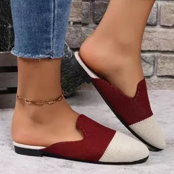 Модная женская обувь 2024 года, горячая распродажа, закрытый носок, женские тапочки, новые повседневные тапочки в тон, женские высококачественные легкие плоские тапочки 35 красный