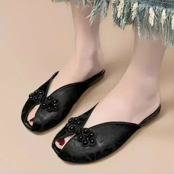 Модная женская обувь 2024 года, горячая распродажа, закрытый носок, женские тапочки, весна-осень, принт, подошва Solft, легкие, повседневные, удобные, плоские тапочки 35 покинуть белый