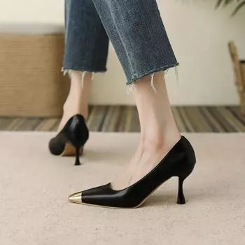 Модная женская обувь 2024 года, летняя обувь на высоком каблуке, туфли на высоком каблуке с квадратной головкой, вечерние туфли на высоком каблуке, модные белые туфли на высоком каблуке, модный тренд сегодня 34 чёрный
