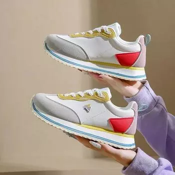 Модная женская обувь 2024 года, модная популярная высококачественная женская вулканизированная обувь на шнуровке с неглубоким плоским каблуком, повседневная женская обувь 35