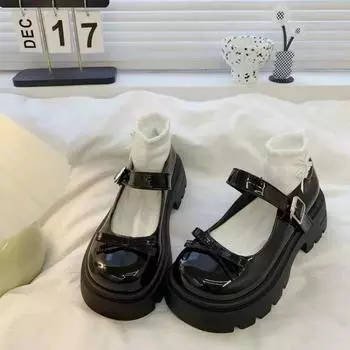 Модная женская обувь 2024 года, модные осенние женские туфли-лодочки, симпатичные туфли-лодочки с одним словом, однотонные, с бабочкой и узлом-бабочкой, на среднем каблуке, водонепроницаемые туфли-лодочки Мэри Джейн 35 покинуть белый