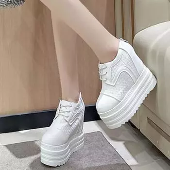 Модная женская обувь 2024 года, модные женские туфли на шнуровке на высоком каблуке, горячая распродажа, повседневные туфли-лодочки с застежкой-молнией сзади, женские, новые, большого размера, на твердой платформе, на каблуках 34 чёрный