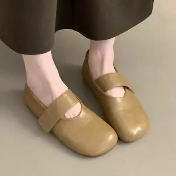 Модная женская обувь 2024 года, новые женские туфли на плоской подошве с квадратным носком, весна-осень, неглубокие кожаные однотонные туфли на плоской подошве, повседневные, удобные, офисные женские туфли 35 чёрный