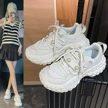модная женская обувь 2024 года, плоские туфли для женщин, повседневные кроссовки, женские кроссовки на толстой подошве, женские кроссовки на платформе, zapatillas de mujer 35 белый