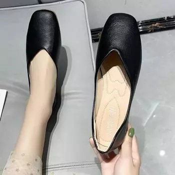 Модная женская обувь 2024 года, слипоны с неглубоким носком, мягкие, с круглым носком, повседневные женские кроссовки на плоской подошве, универсальные, новые, слипоны, летнее платье для бабушки 35 чёрный