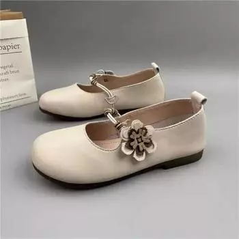 Модная женская обувь 2024 года, туфли на плоской подошве Mary Janes, женские туфли на плоской подошве, повседневные туфли на плоской подошве, женские туфли с аппликациями, с круглым носком, мягкие мокасины 35 бежевый