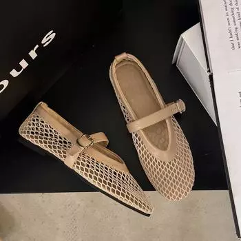 Модная женская обувь 2024 года, удобные и элегантные женские теннисные туфли-лоферы, повседневные кроссовки с круглым носком, балетки, слипоны, новая сетчатая обувь 35 абрикосовый