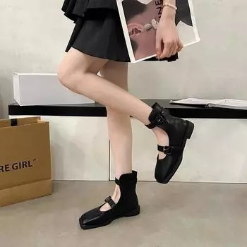 Модная женская обувь 2024 года, высококачественные женские сандалии с пряжкой на ремешке, модные неглубокие сандалии для платья, женские новые сандалии с квадратным носком, ботинки 35 покинуть белый