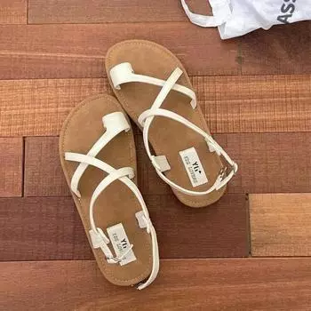 Модная женская обувь 2024 года, женские сандалии Rome Thong, летние повседневные сандалии, женские с пряжкой на плоской подошве с легкими спортивными женскими туфлями 35 покинуть белый