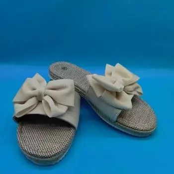 Модная женская обувь 2024 года, женские тапочки высокого качества с открытым носком, летние повседневные тапочки, женская обувь на плоской подошве с бантом, женская обувь для отдыха на открытом воздухе Zapatos 36 чёрный