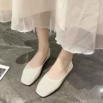 Модная женская обувь большого размера, модная сетчатая выдолбленная дышащая мягкая подошва, нескользящая повседневная обувь на плоской подошве для женщин 2024 37 чёрный