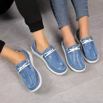Модная женская обувь большого размера с мягкой подошвой 2024 года, новинка лета в Европе и Америке, повседневная обувь на плоской подошве для мужчин Zapatos De Mujer 36 синий