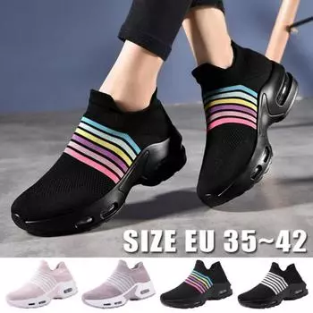 Модная женская обувь большого размера с сетчатой воздушной подушкой, радужная обувь, повседневная спортивная обувь 35 фиолетовый