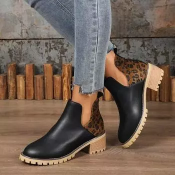 Модная женская обувь для активного отдыха 2024 года, женские ботильоны, лаконичные современные ботинки, женские, разноцветные, на среднем каблуке, женские туфли больших размеров 36 чёрный