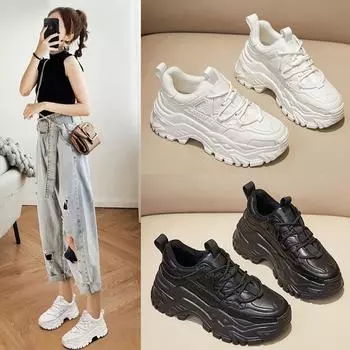 Модная женская обувь для пап 2021 года: Толстая подошва из натуральной кожи с бархатом, идеально подходит для повседневной носки осенью/зимой. EU 39