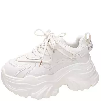 Модная женская обувь для папы 2024 года, новинка весны, суперпопулярная, маленькая, толстая подошва, увеличивающая рост, универсальная, повседневная, спортивная обувь 34 абрикосовый