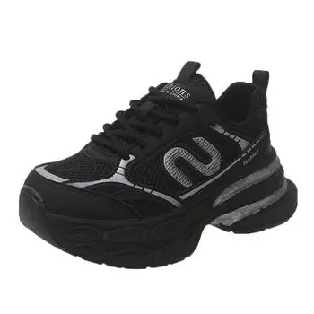 Модная женская обувь для папы 2024 года, новая весенняя спортивная обувь для отдыха, весенняя толстая подошва, высокая посадка, низкий верх, дышащая женская обувь 35 серый