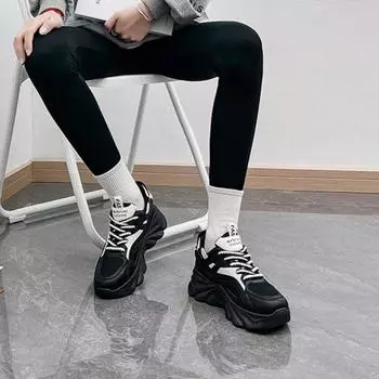 Модная женская обувь для папы 2024 года, осень/зима, новые универсальные туфли на толстой подошве, повседневные вулканизированные туфли, кроссовки 35