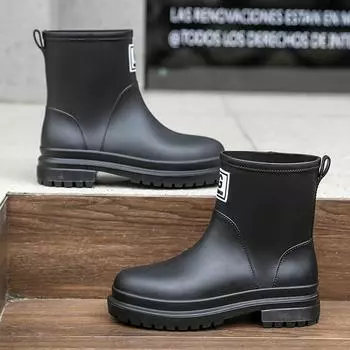 Модная женская обувь для воды средней высоты, дождевая обувь, нескользящие резиновые сапоги, новые бахилы, водонепроницаемая клеевая обувь 36