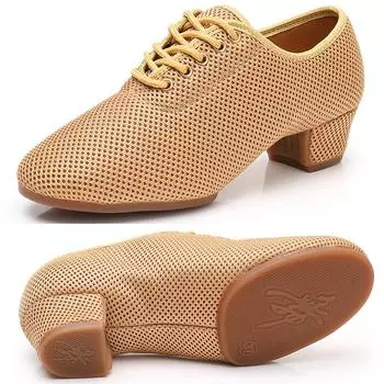 Модная женская обувь для взрослых латинских танцев, сетчатая дышащая танцевальная обувь, обувь для бальных танцев, обувь для учителей 34 чёрный