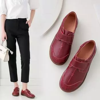 Модная женская обувь из натуральной кожи на низком каблуке, женская обувь из высококачественной двухслойной коровьей кожи, удобная женская обувь на осень 4 чёрный